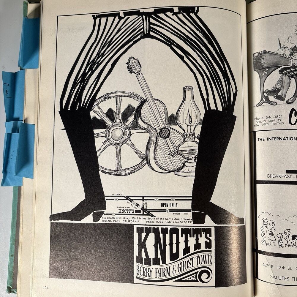 1966 Orange Coast College Yearbook Knott’s Berry Farm Golden Bear Huntington Ad